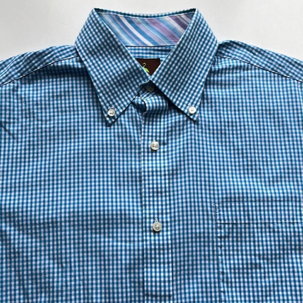 TailorByrd Gingham Short Sleeve Button Down Mens L